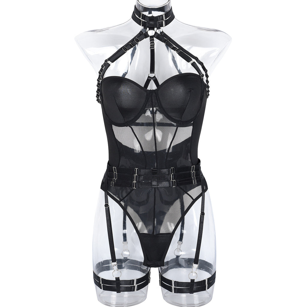 White Sheer Mesh Teddy Bodysuit - Alternate View