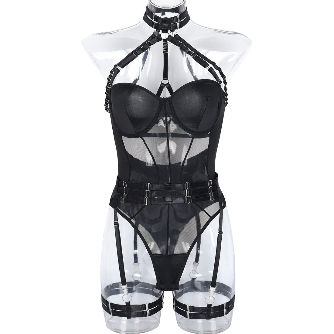 White Sheer Mesh Teddy Bodysuit - Alternate View