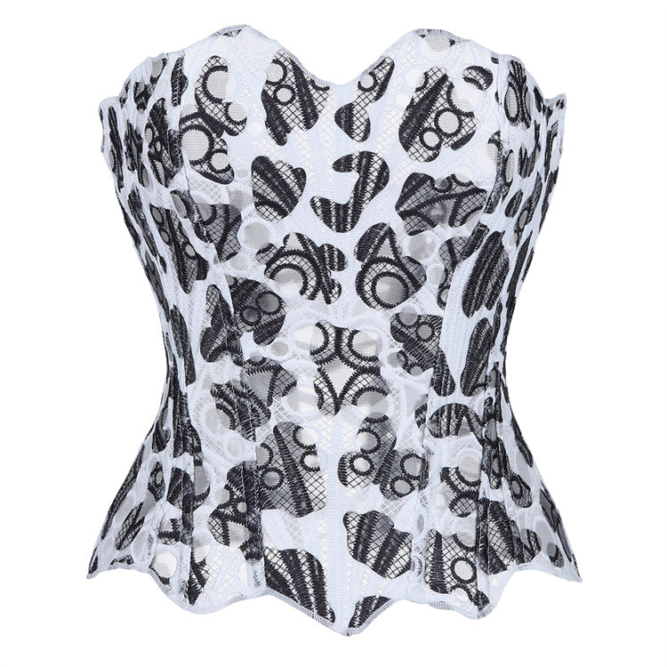 Black Sheer Eyelet Corset Top, alternate view 6