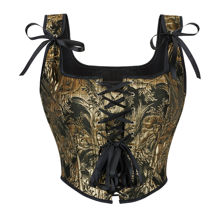 Ivory Floral Lace-Up Corset Top, alternate view 6