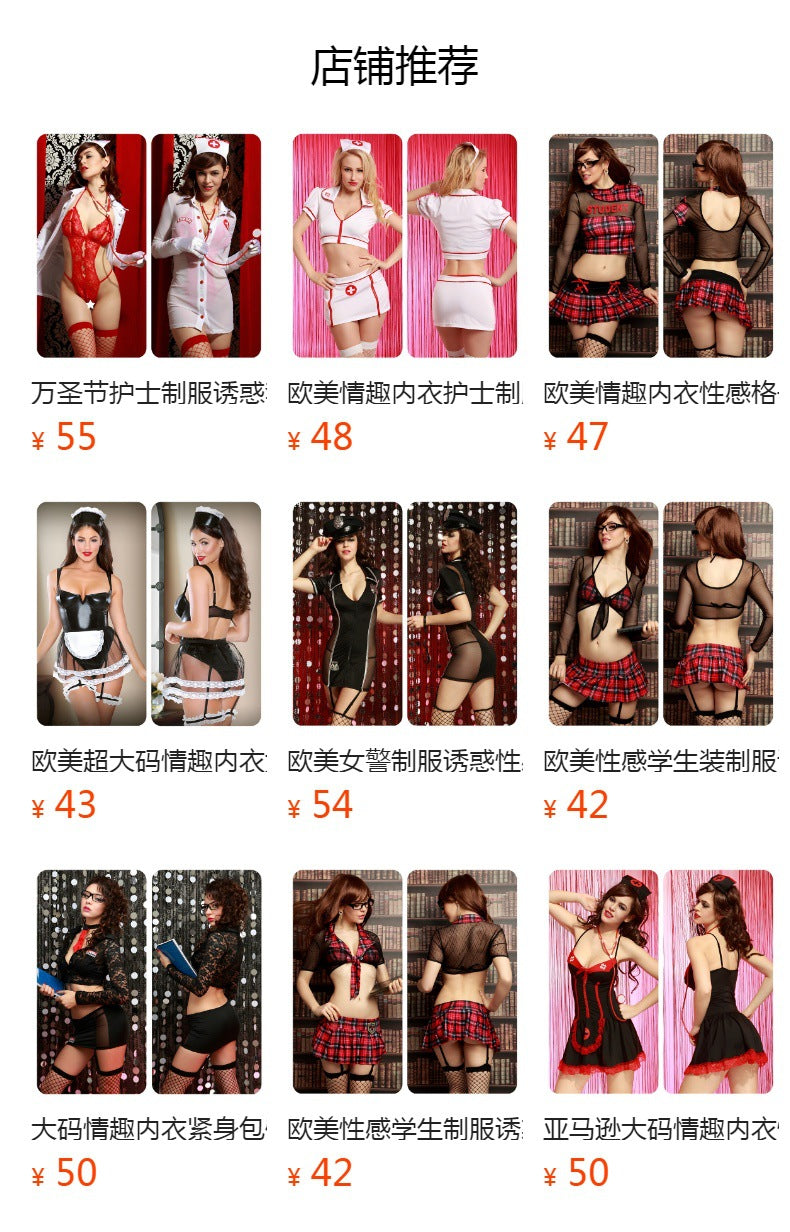 Maid Costume Lingerie Set With Mini Dress and Headband and Gloves - Alternate View