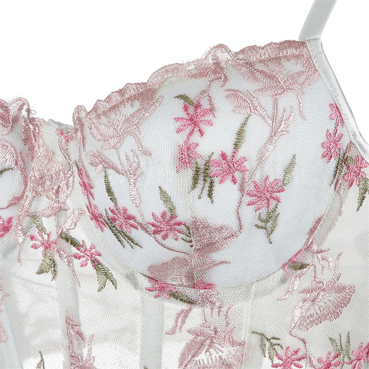 White Pink Floral Corset Top, alternate view 4