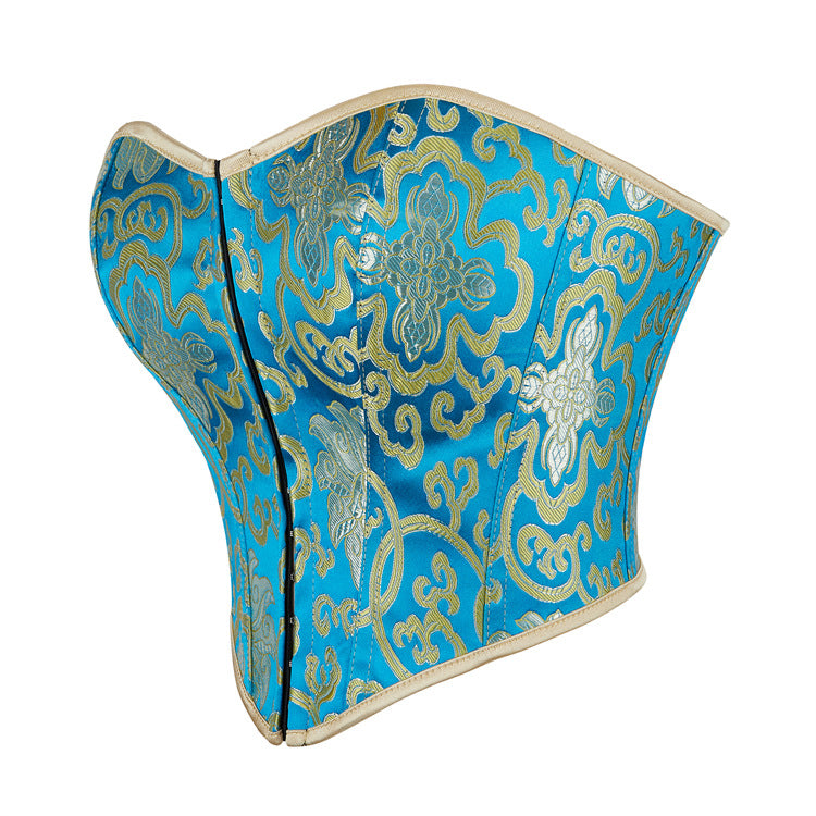 Turquoise Gold Strapless Corset Top, alternate view 2