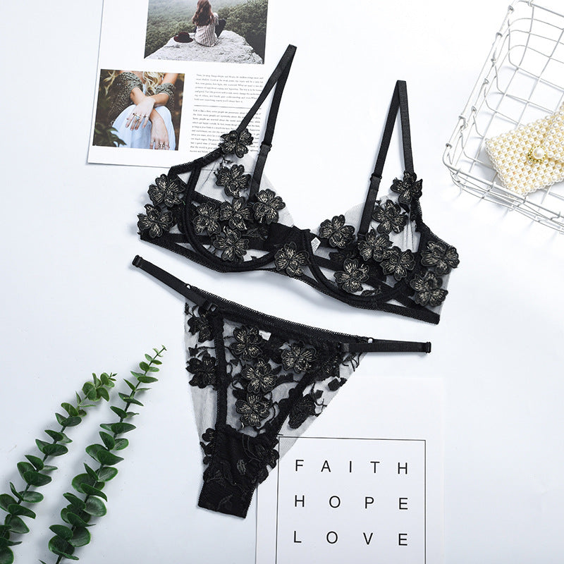 White Floral Lace Lingerie Set - Alternate View