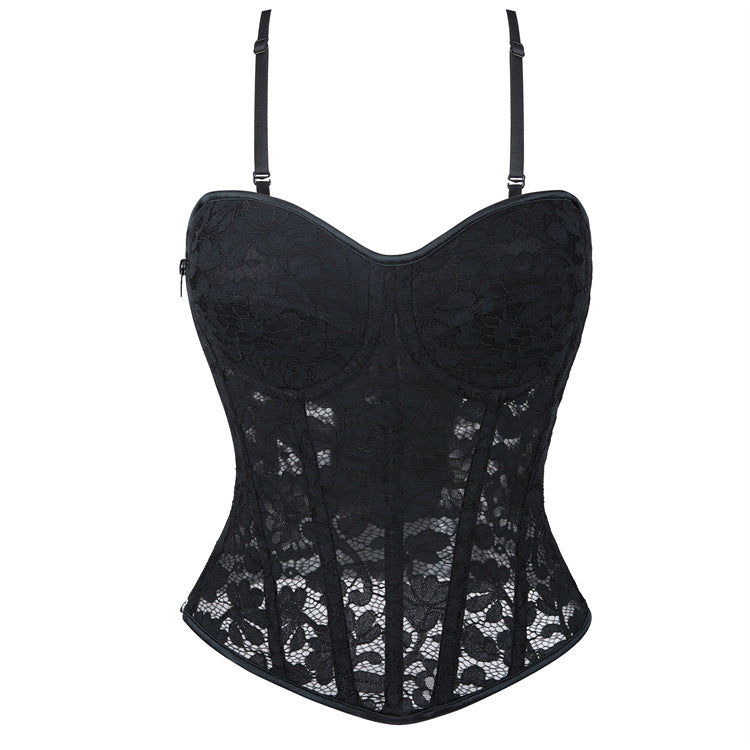 Black Lace Strapless Corset Top