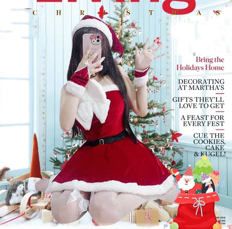 Red Uniform-Inspired Costume Lingerie Set - Front View