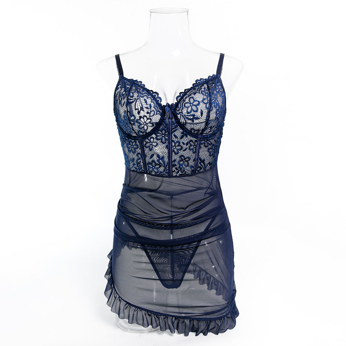 Lace Mesh Chemise Nightdress - Styled View