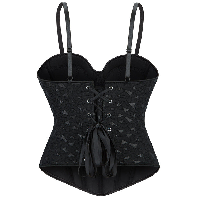 Black Floral Strappy Corset Top, alternate view 3