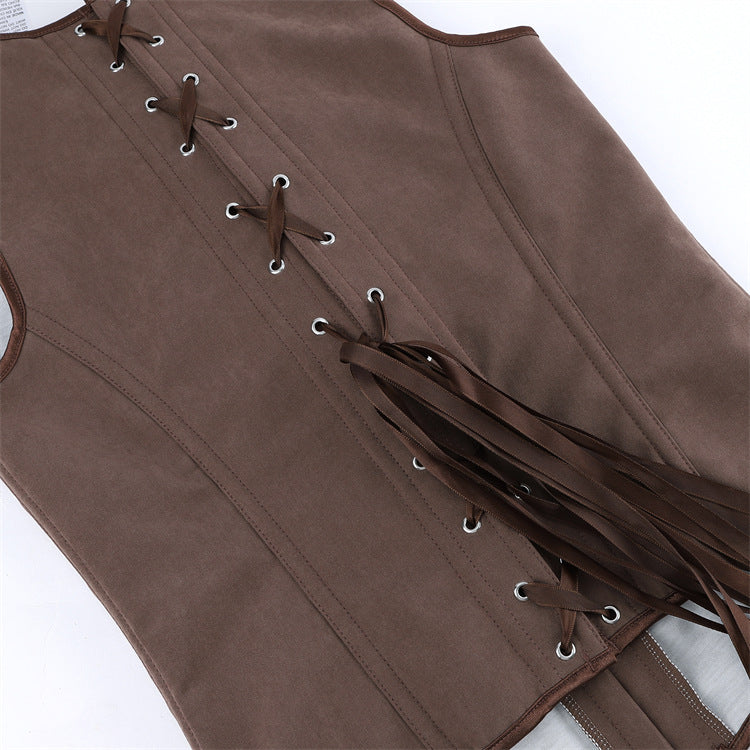 Brown Front-Closure Corset Top, alternate view 4