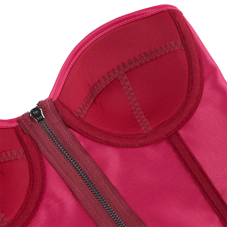 Hot Pink Zip-Front Corset Top, alternate view 4