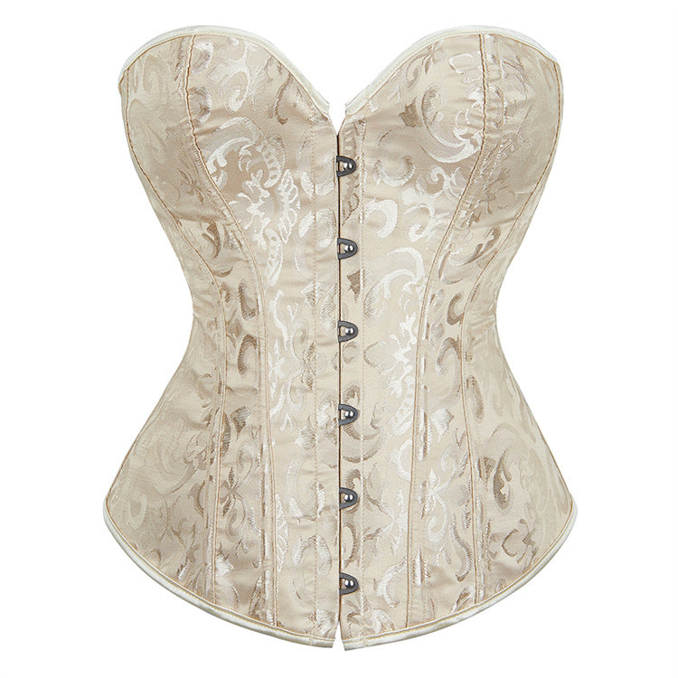 Black Tonal Jacquard Lace-Up Corset Top, alternate view 6