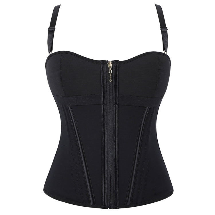 Black Zip-Front Corset Top