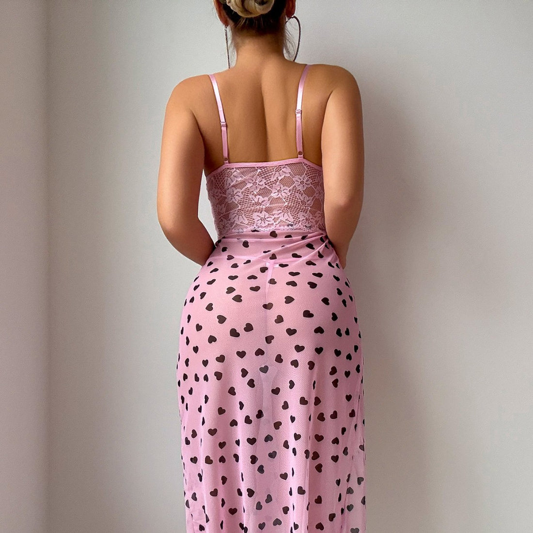 Pink Heart Print Chemise Nightdress, alternate view 4