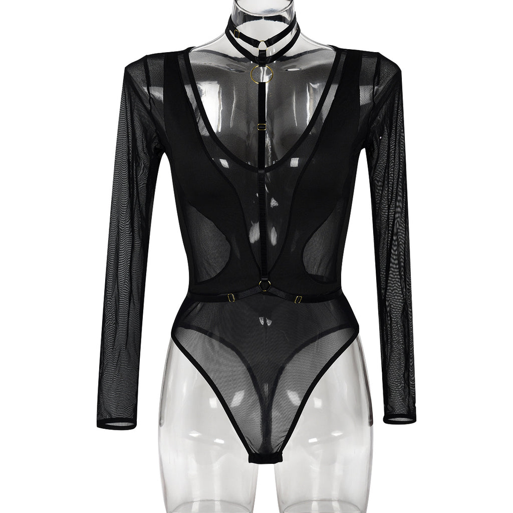 Mesh Cutout Teddy Bodysuit - Styled View