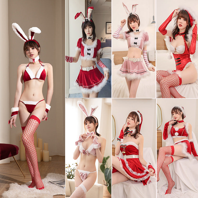 Bunny Costume Lingerie Set With Mini Dress and Mini Skirt and Bra - Back View