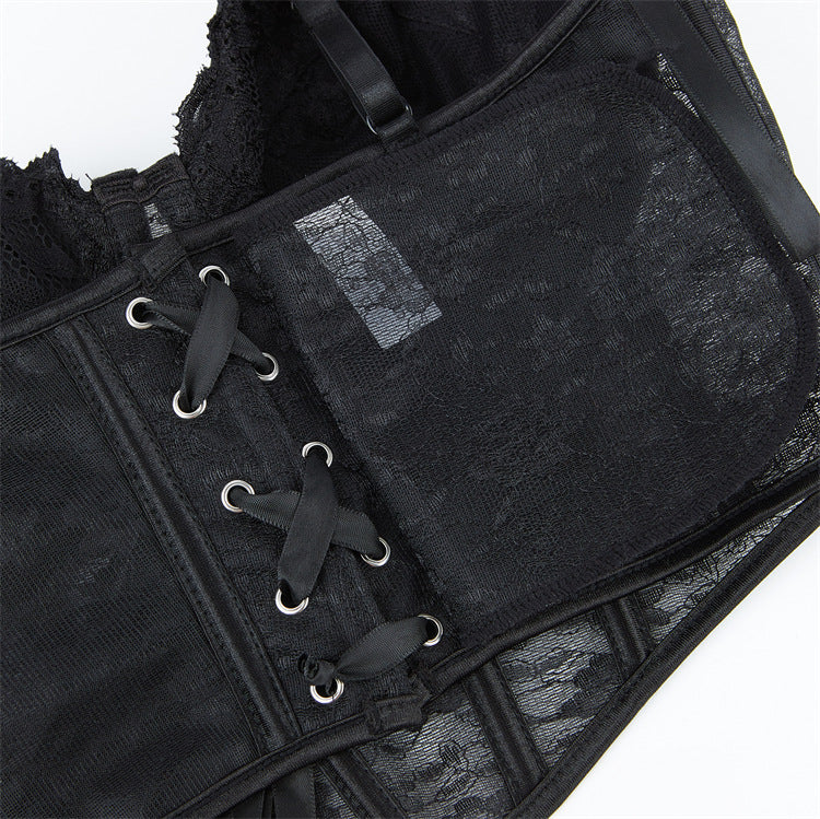 Black Lace Longline Bustier Top, alternate view 4