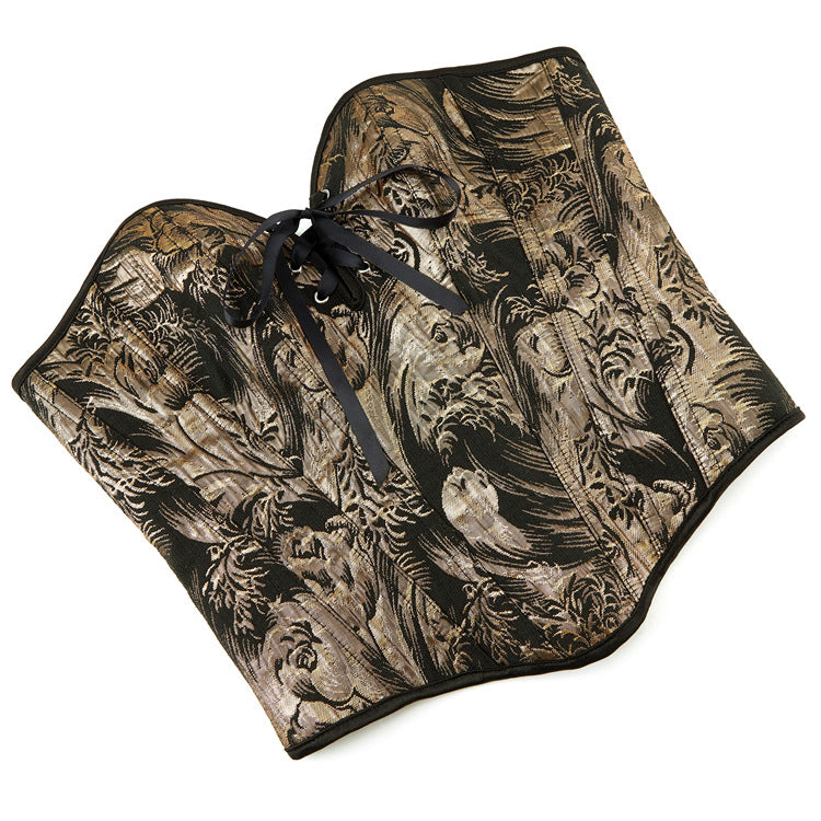 Black Gold Floral Lace-Trim Corset Top, alternate view 5