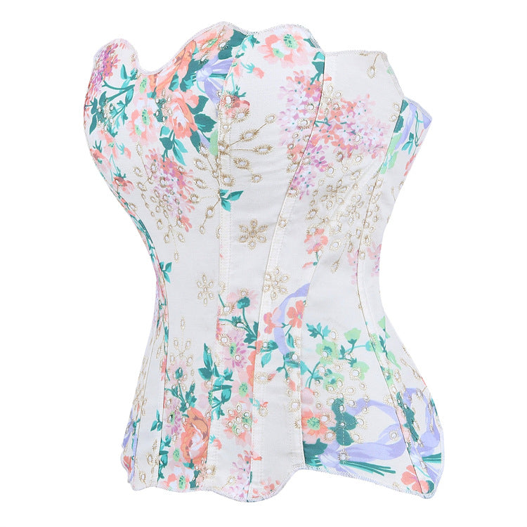 White Floral Strapless Corset Top, alternate view 2