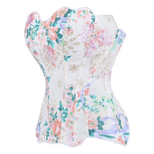 White Floral Strapless Corset Top, alternate view 2