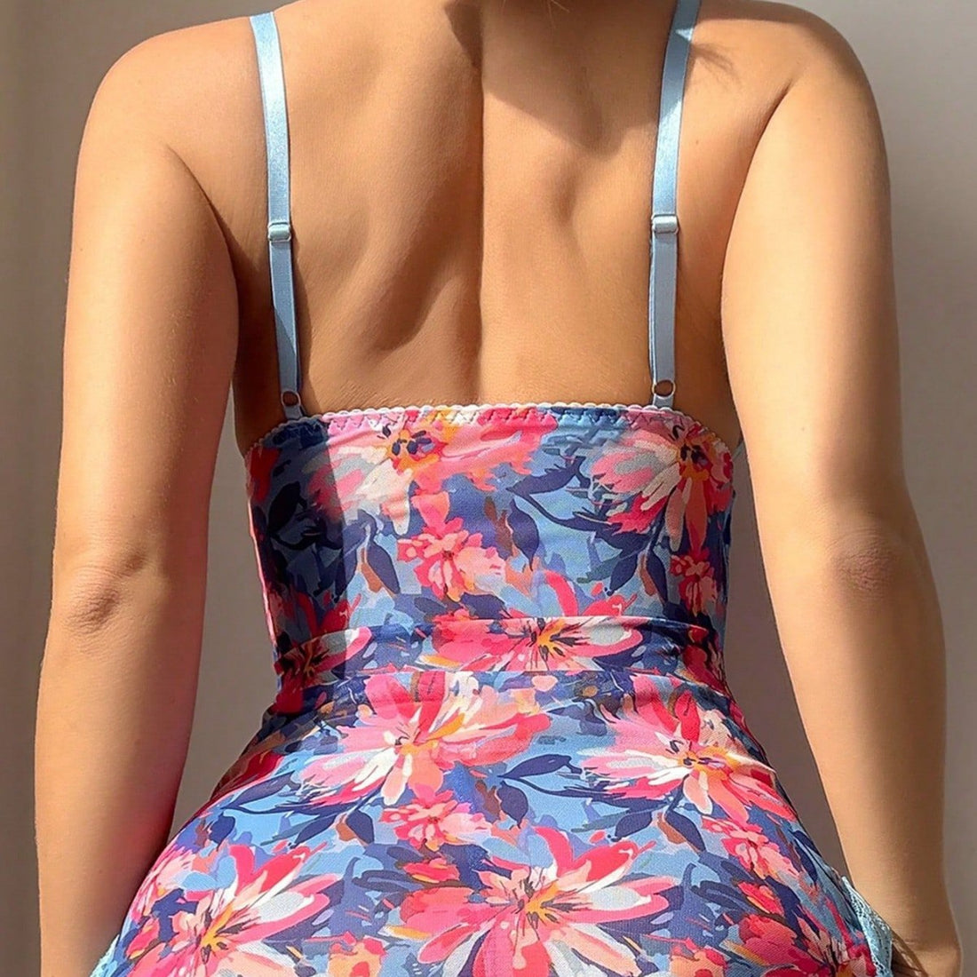 Multicolor Floral Mesh Mini Dress, alternate view 4