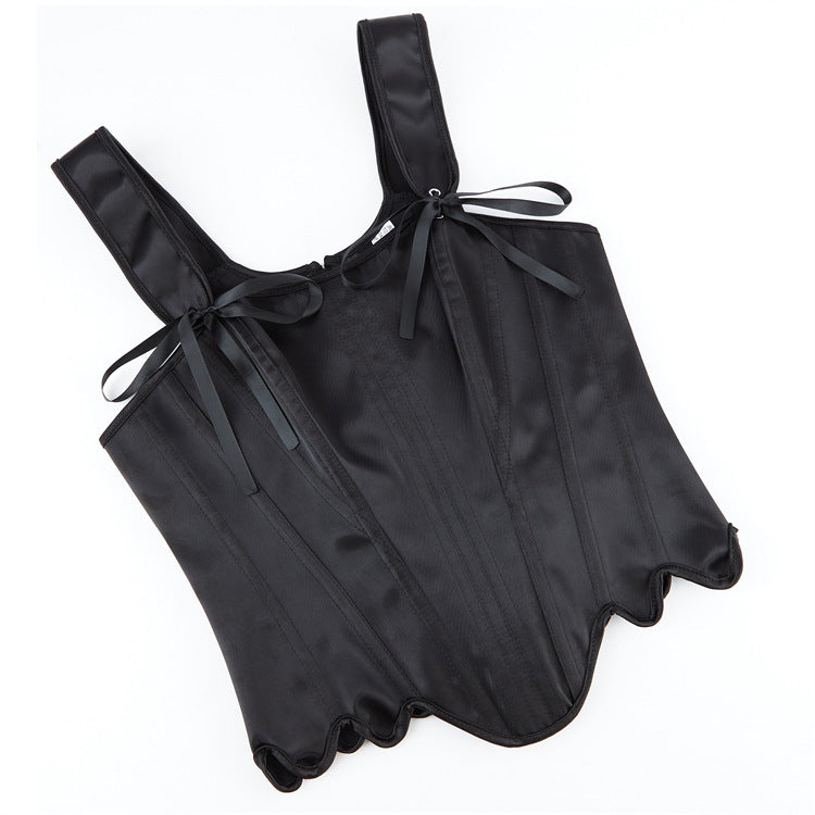 Black Leather-Look Tie-Strap Corset Top, alternate view 5