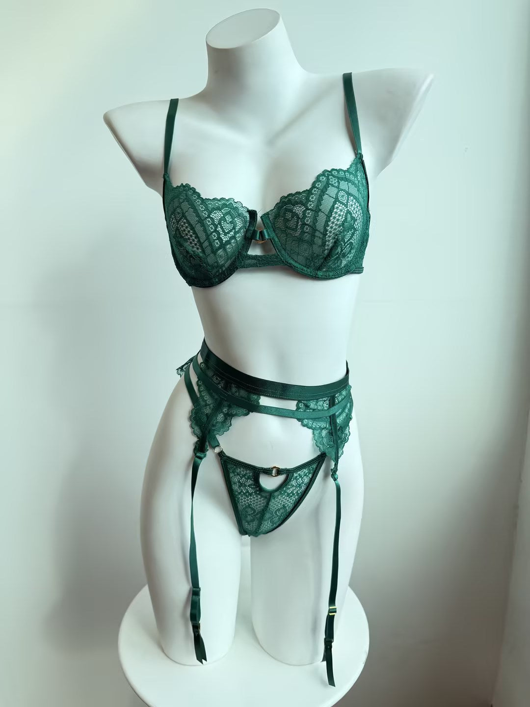 Green Lace Bra and Bottom Set, alternate view 11
