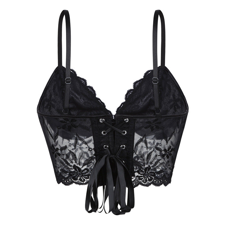 Black Lace-Up Bustier Top, alternate view 2