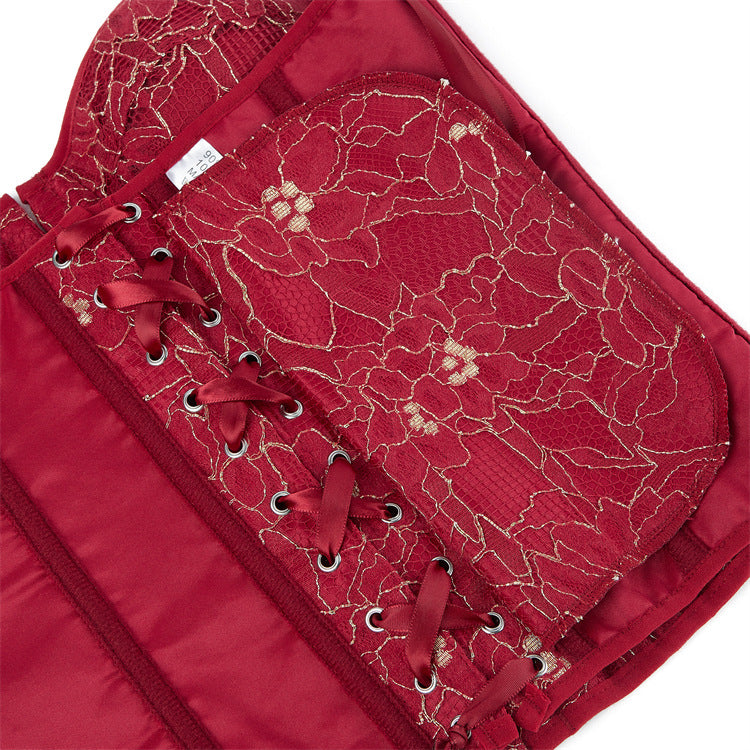 Red Floral Strapless Corset Top, alternate view 4