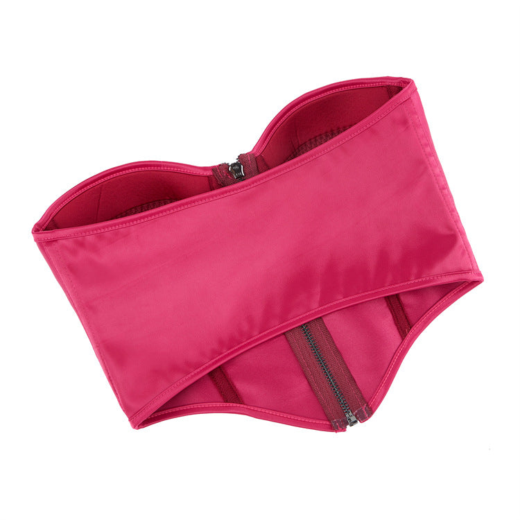 Hot Pink Zip-Front Corset Top, alternate view 5