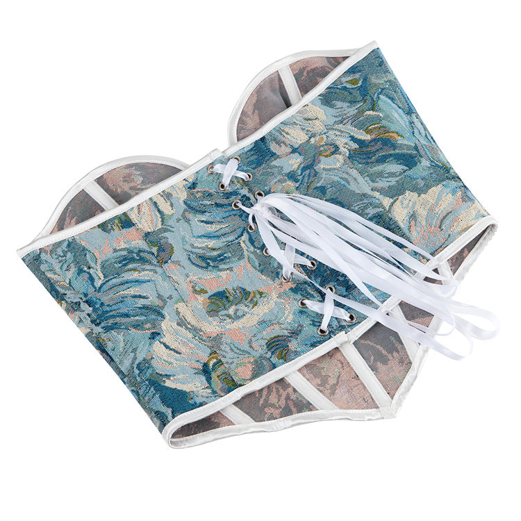 Blue Floral Strapless Corset Top, alternate view 5