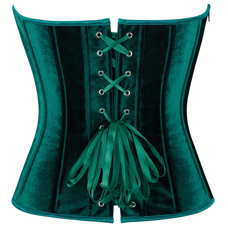 Emerald Velvet-Look Strapless Corset Top, alternate view 4