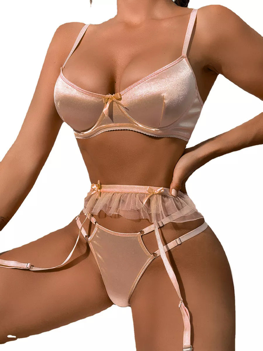 White Sheer Bra and Garter Lingerie Set, alternate view 11