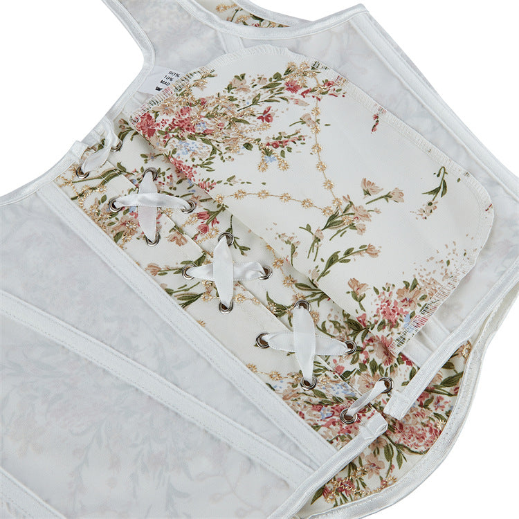 Ivory Floral Tie-Strap Corset Top, alternate view 4