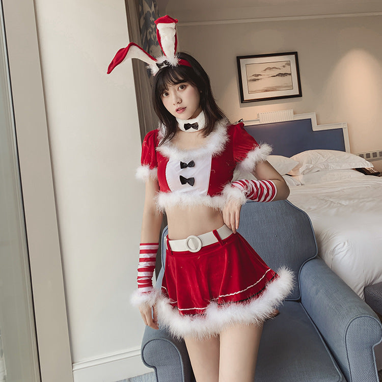 Pink Bunny Costume Lingerie Set - Front View