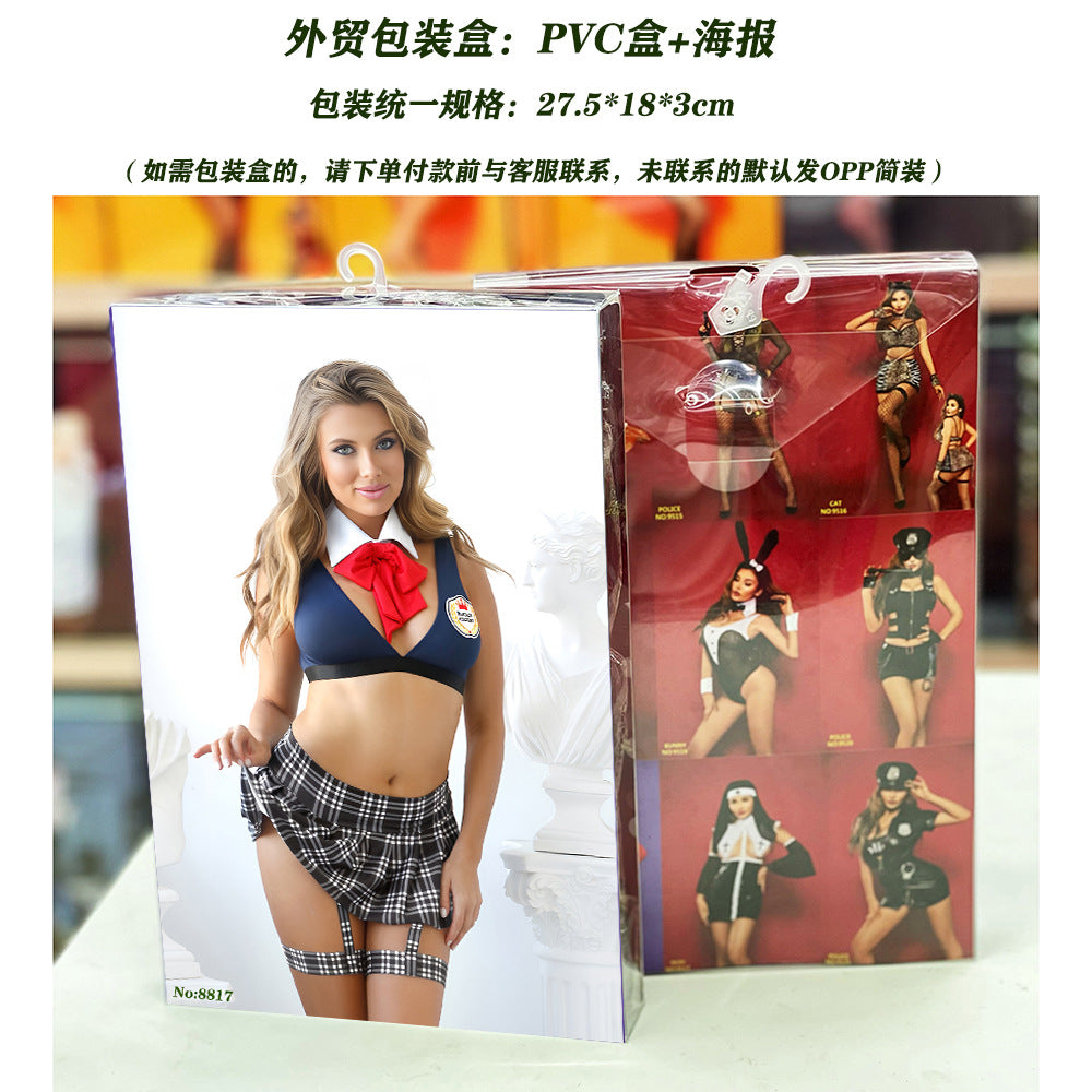 Mini Skirt Uniform-Inspired Costume Lingerie Set - Alternate View