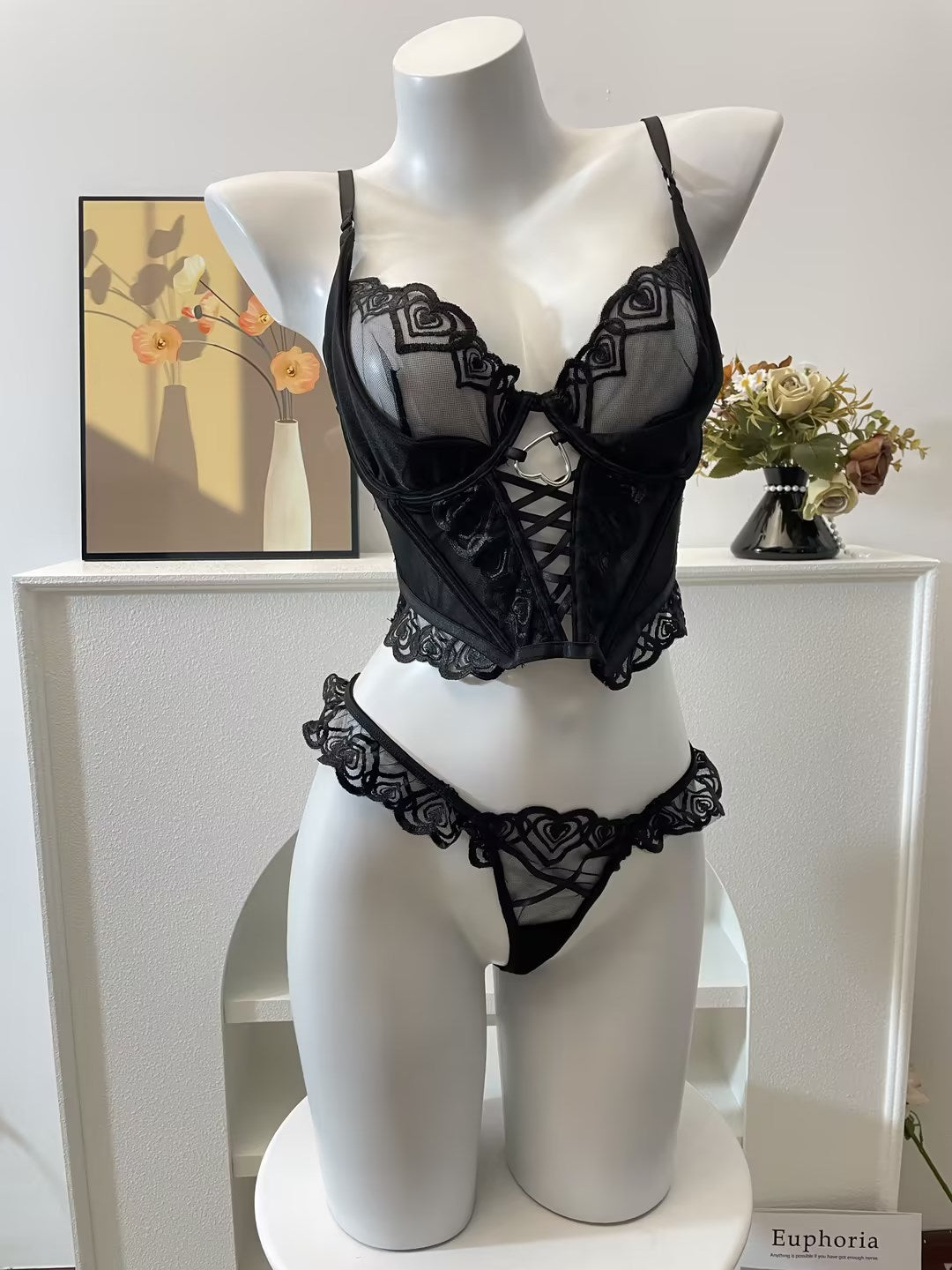 Fuchsia Lace Corset Lingerie Set, alternate view 6
