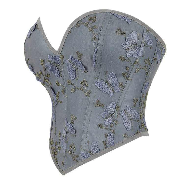 Ivory Rose Print Strapless Corset Top, alternate view 4