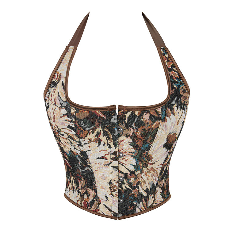 Blue Floral Halter Corset Top, alternate view 5