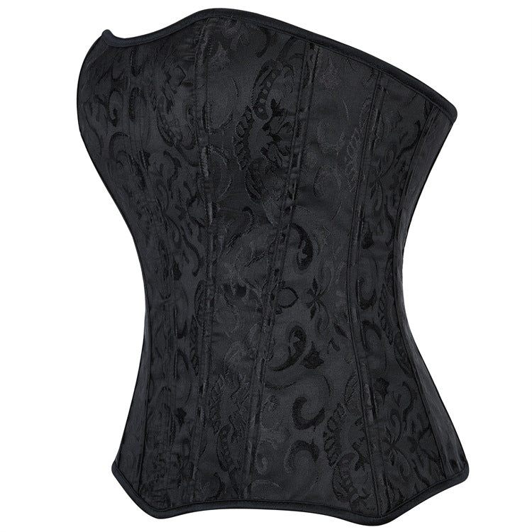 Black Jacquard Zip-Back Corset Top, alternate view 2