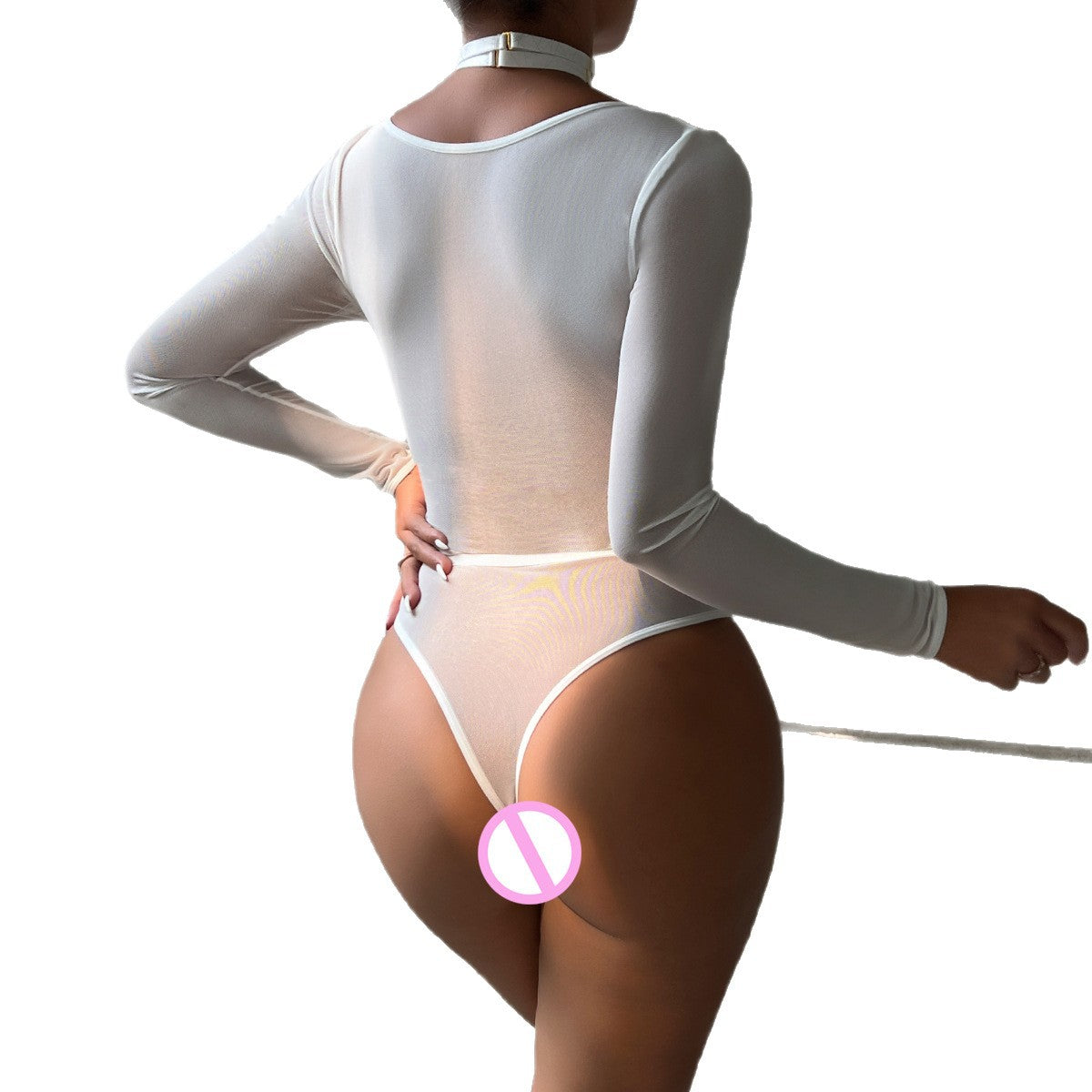 Mesh Cutout Teddy Bodysuit - Styled View