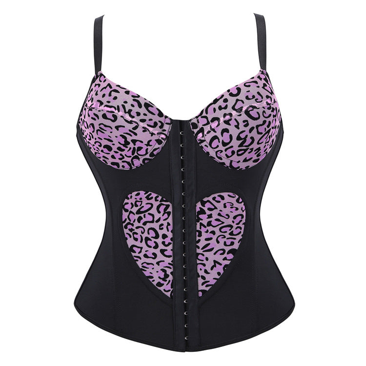 Pink Leopard Print Corset Top