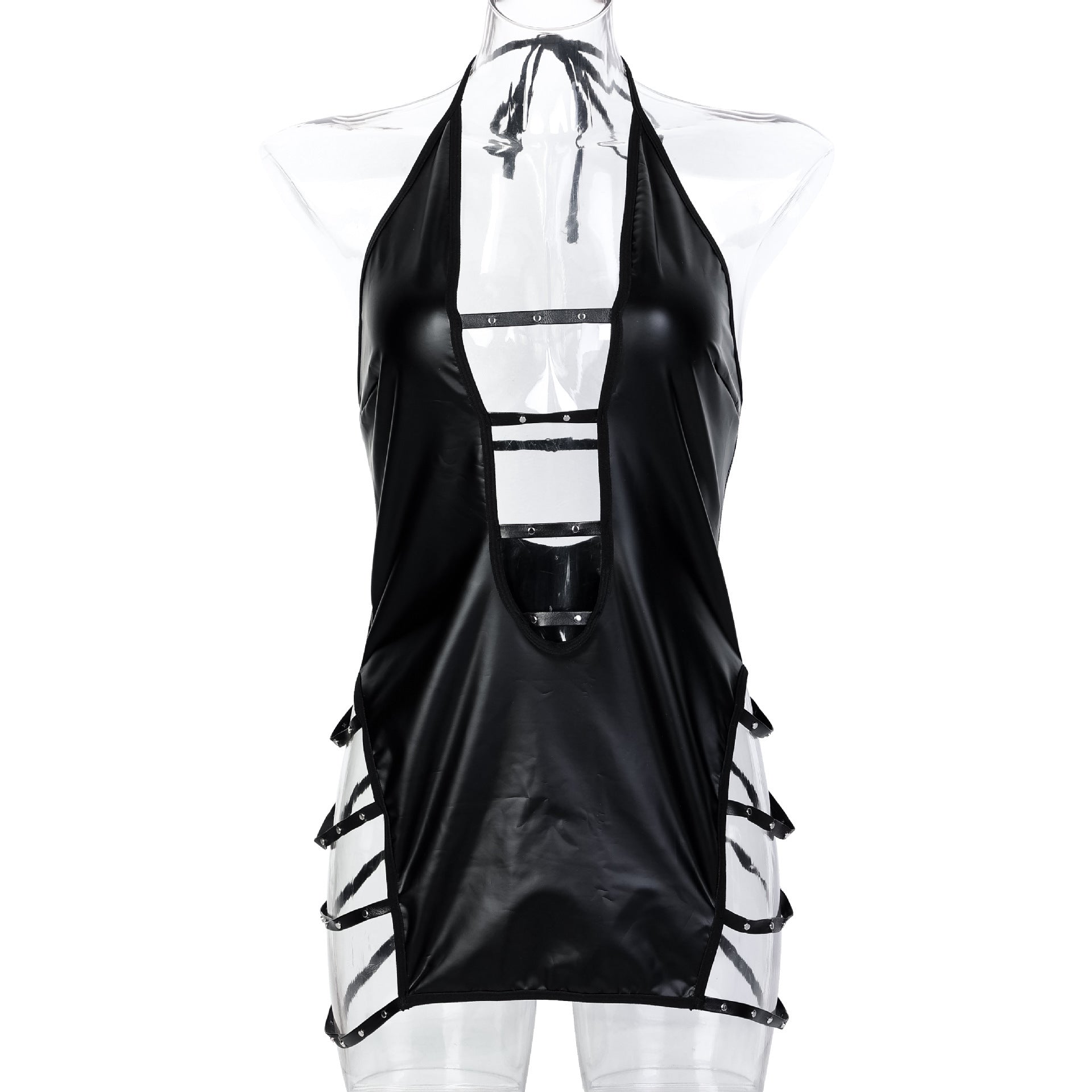 Black Faux Leather Lingerie Set - Secret Hour lingerie