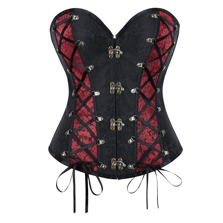 Black Purple Buckle Corset Top, alternate view 3