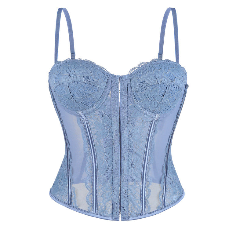 Burgundy Mesh Corset Top, alternate view 7