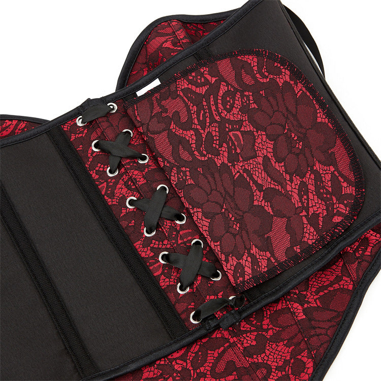 Burgundy Floral Strapless Corset Top, alternate view 4