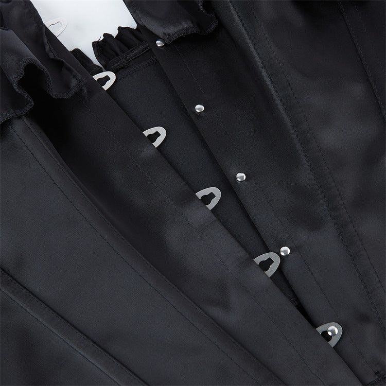 Black Satin-Look Off-Shoulder Corset Top, alternate view 4