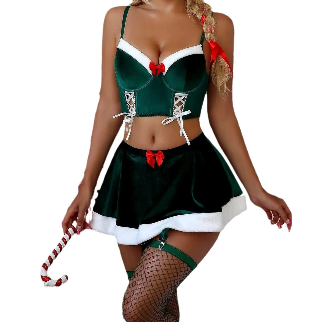 Green Holiday Costume Lingerie Set, alternate view 5