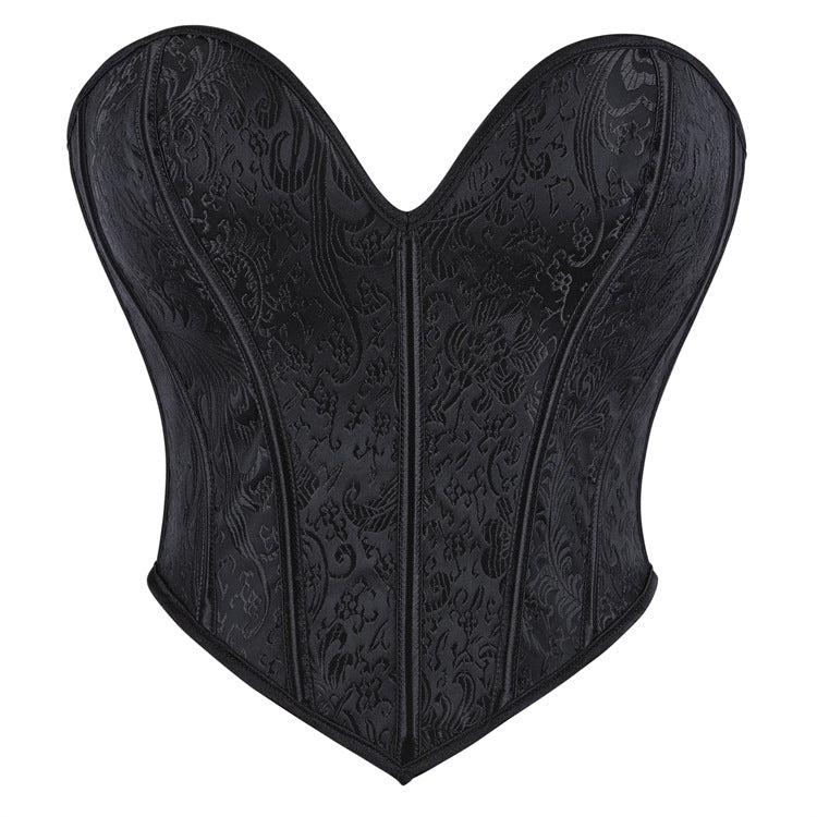 Black Paisley Strapless Corset Top