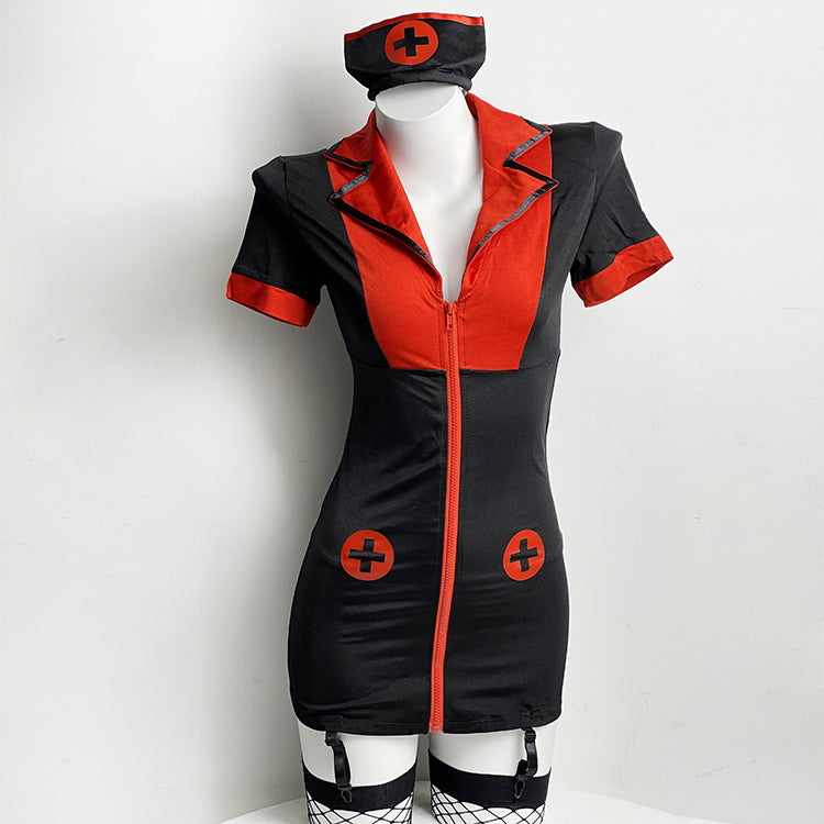 Signature Edit Nurse Costume Lingerie Set With Stethoscope and Headband - Alternate View