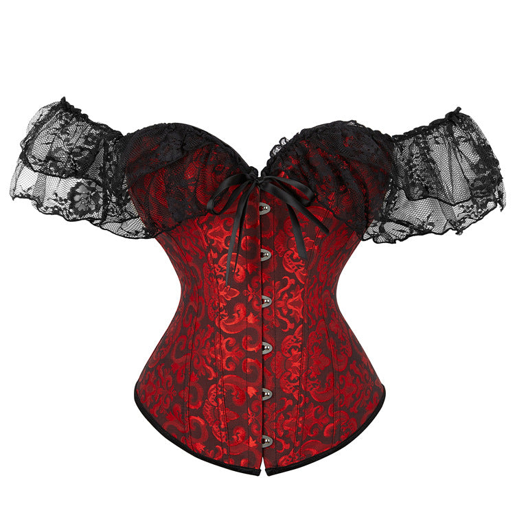 Black Lace Off-Shoulder Corset Top, alternate view 3